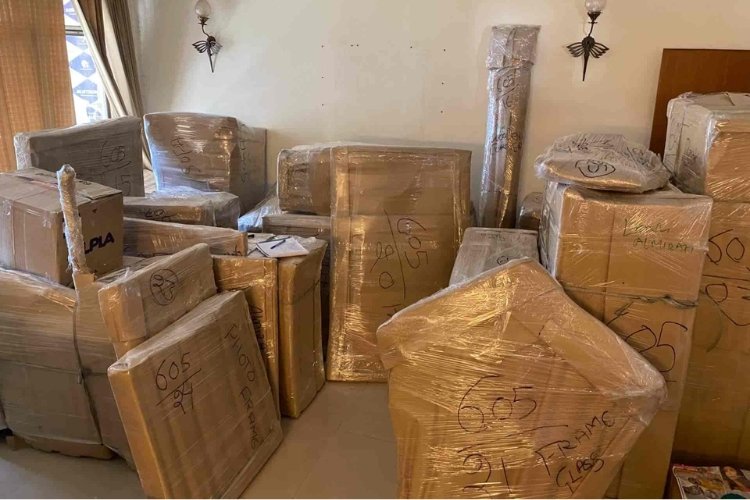 Packed boxes ready for transport